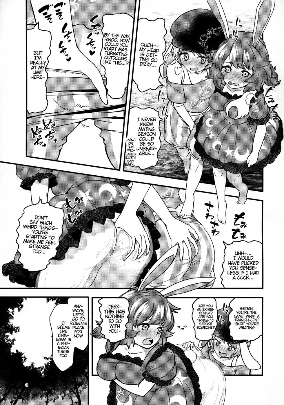 (Reitaisai 13) [Komorikiri. (Urin)] Usagi Usagi Nani Mite Haneru | The Bunnies Won't Stop Hopping (Touhou Project) [English] {Hennojin} - Page 2