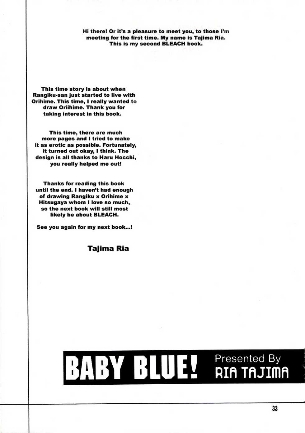 (C70) [SUBSONIC FACTOR (Tajima Ria)] BABY BLUE! (BLEACH) [English] {doujin-moe.us} - Page 32