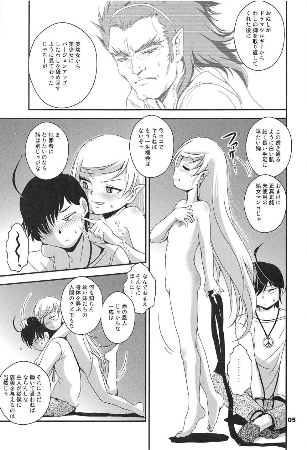 (C91) [RoriE-Go (Saeki Takao)] Panaimonogatari 4 (Bakemonogatari) - Page 4