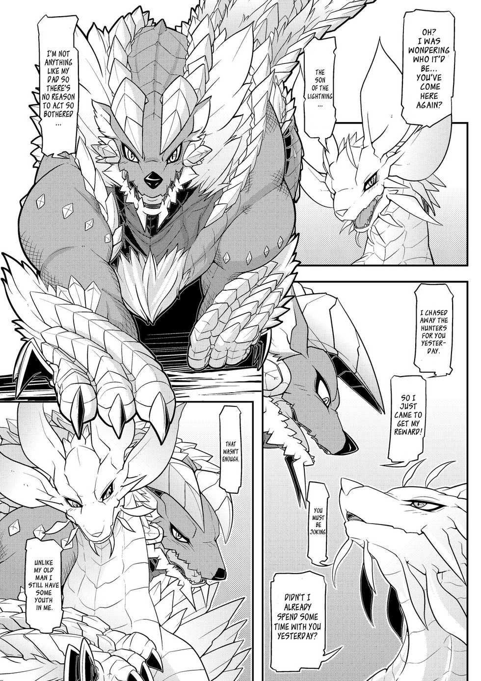 [Mercurochrome (Risuou)] Tsukikage no Raihou | The Moonlight's Lightning Howl (Monster Hunter) [English] [Leon990 Scanlations] [Digital] - Page 6