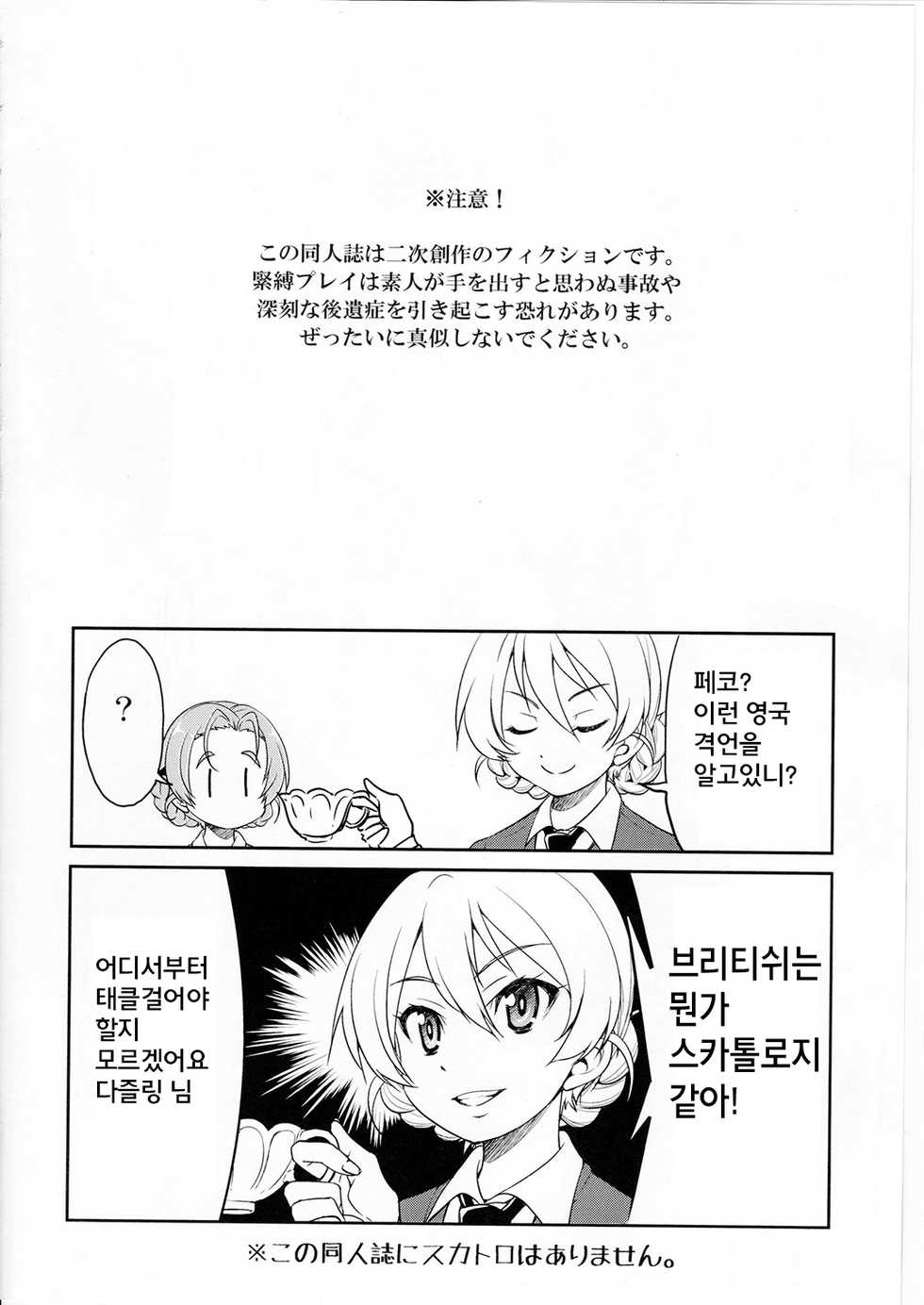 (C91) [Ponyfarm (Inoue Yoshihisa)] Darjeeling-sama Ichiban Shibari (Girls und Panzer) [Korean] [팀 페로페로] - Page 4