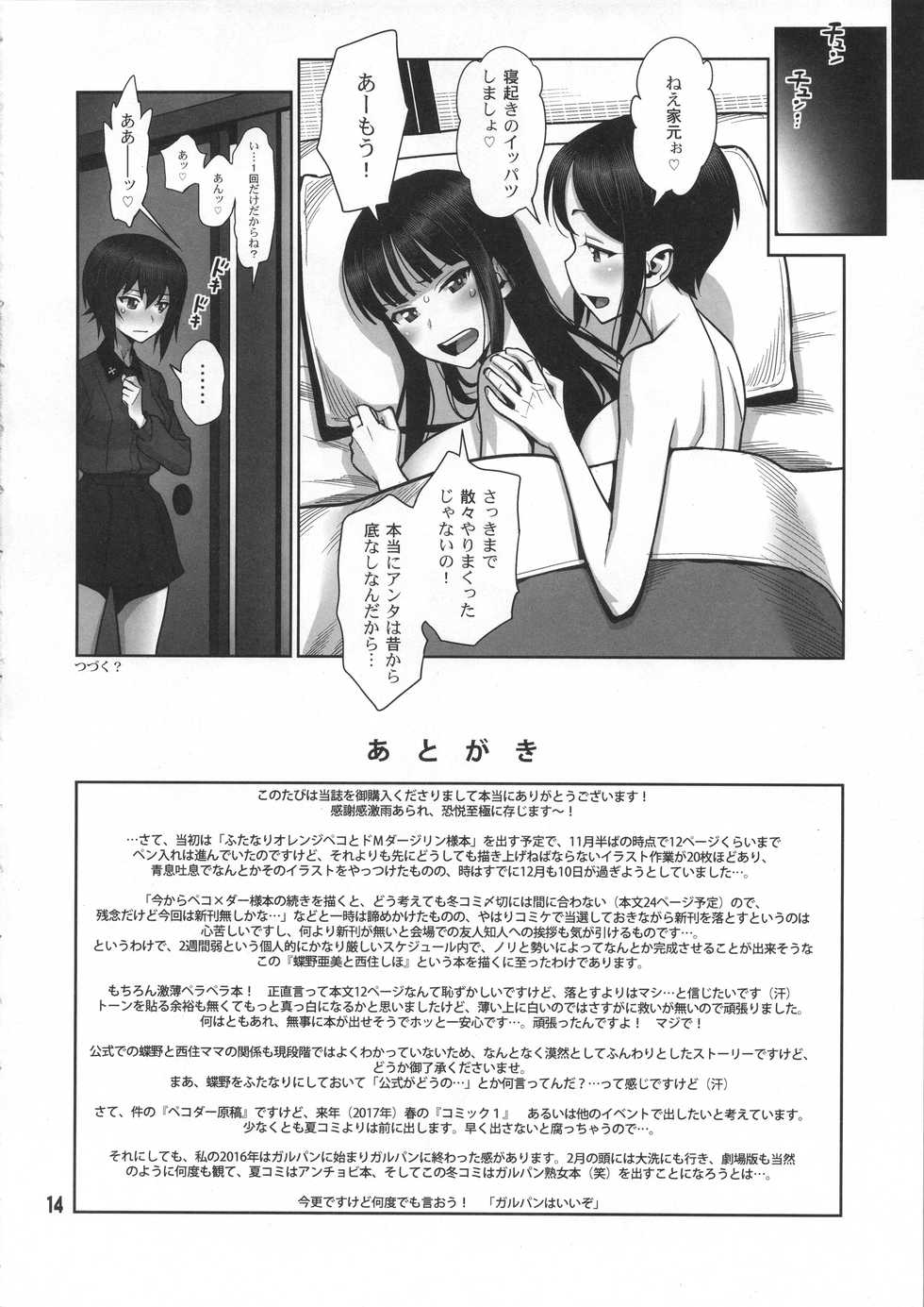 (C91) [Gerupin (Minazuki Juuzou)] Zuryu tto Irete Zubozubo tto Yareba Gekiharitsu 120% (Girls und Panzer) - Page 13