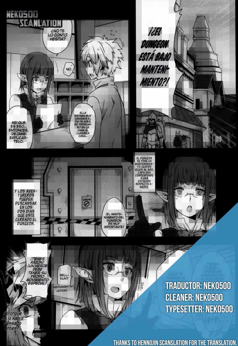 (FF26) [Nikoushikou (Nekosaki Aoi)] What Should I Do When the Dungeon is Under Maintenance? (Dungeon ni Deai o Motomeru no wa Machigatteiru Darou ka) [Spanish] [Neko500] - Page 29