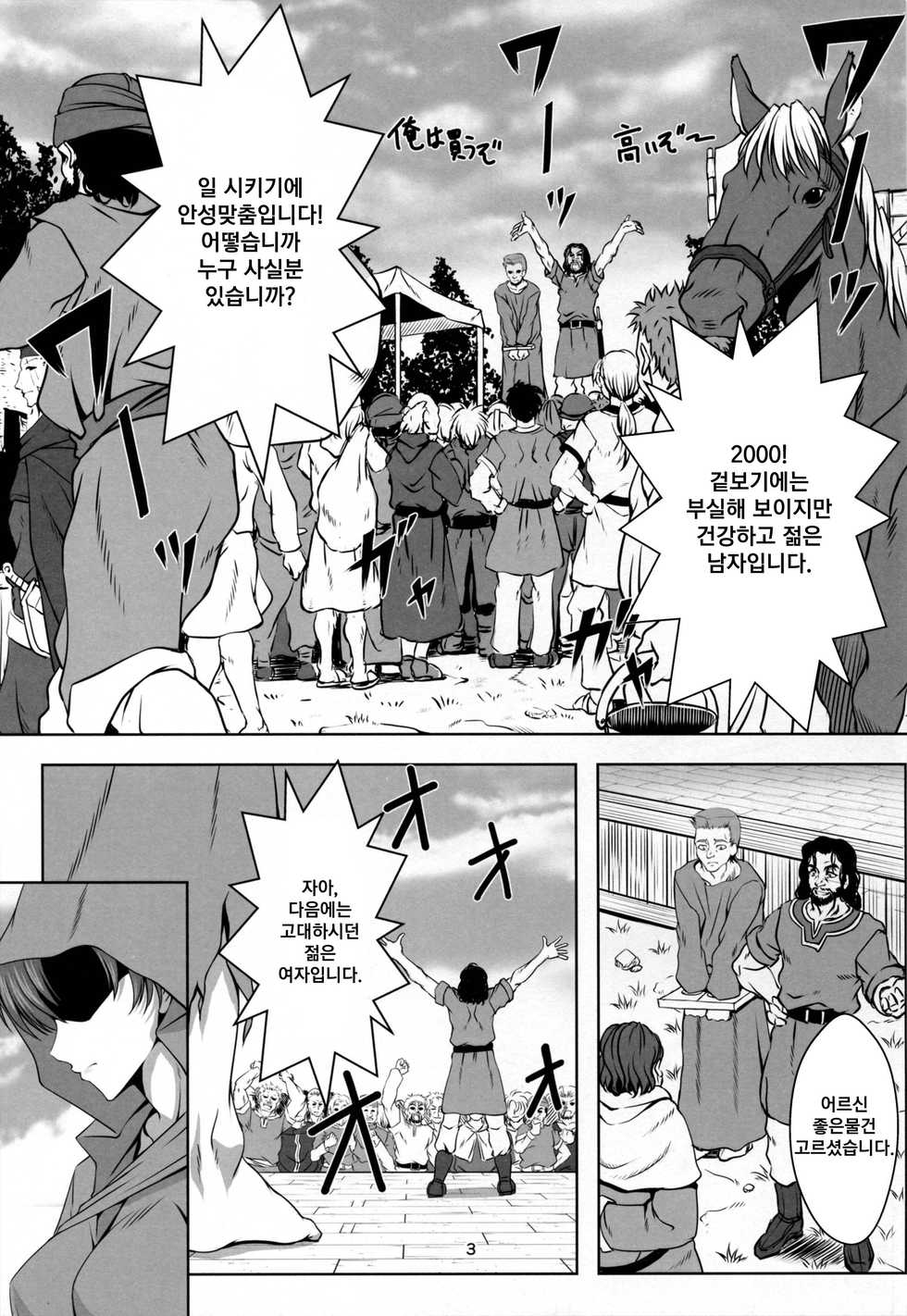 (C91) [CLOCK (Maeguchi Syunzou)] Bern no Dorei Shijou | 베른의 노예 시장 (Fire Emblem: Rekka no Ken) [Korean] [狂帝韩化组] - Page 3