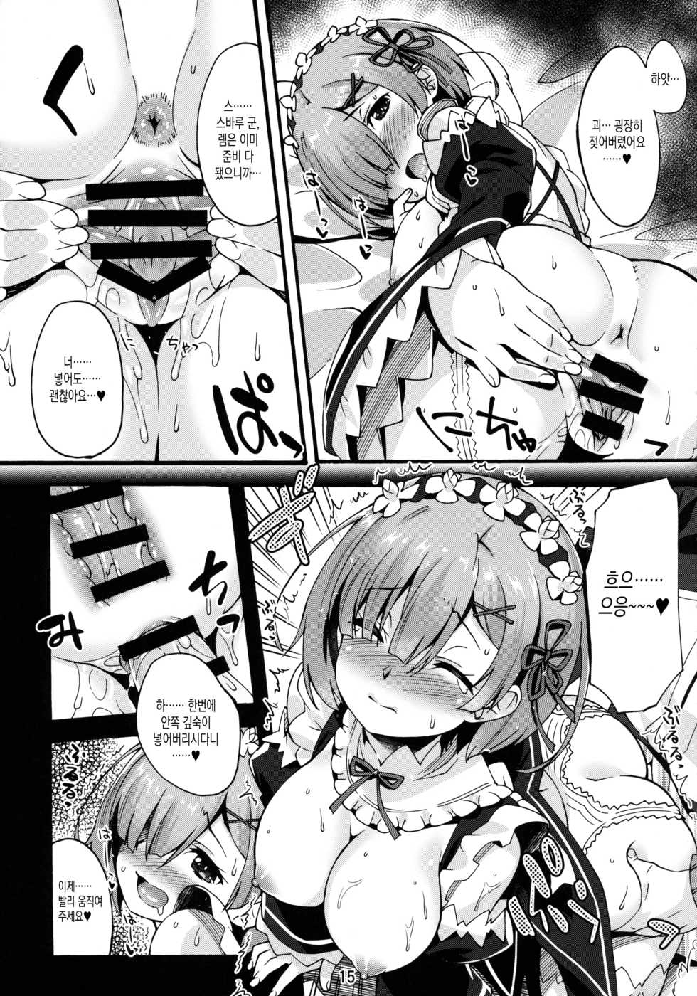 (C91) [Makuu Gundan (Shinozuka Atsuto)] Rem no Hitori Asobi | 렘 혼자 즐기는 놀이 (Re:Zero Kara Hajimeru Isekai Seikatsu) [Korean] - Page 15