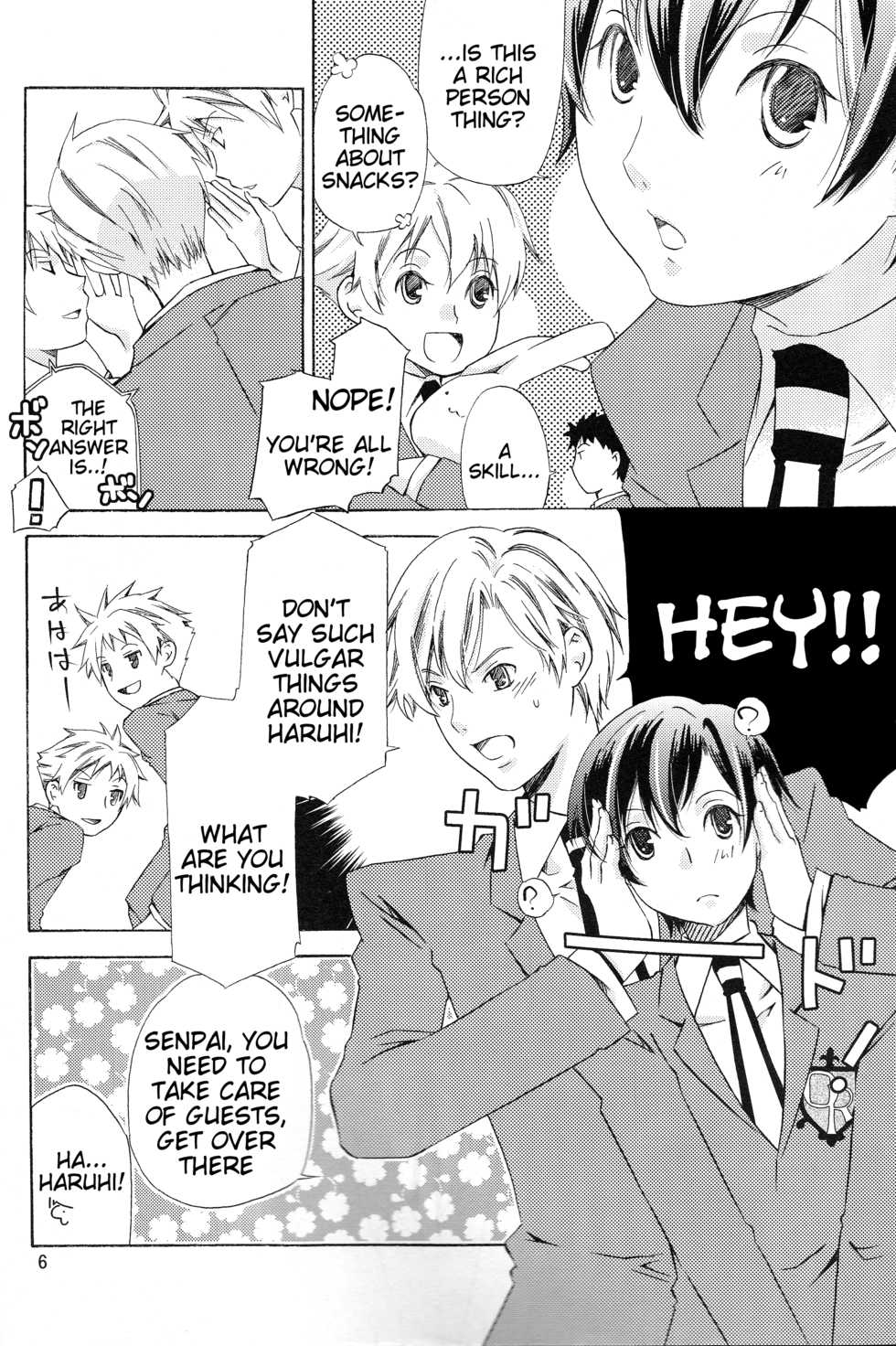 (Keikaku 0x0C) [Ichinichi Sanjou (Jinguu Kozue)] Hito de Mousou Suru no Iikagen ni Yamete Kudasai! (Ouran High School Host Club) [English] [Tigoris Translates] - Page 6