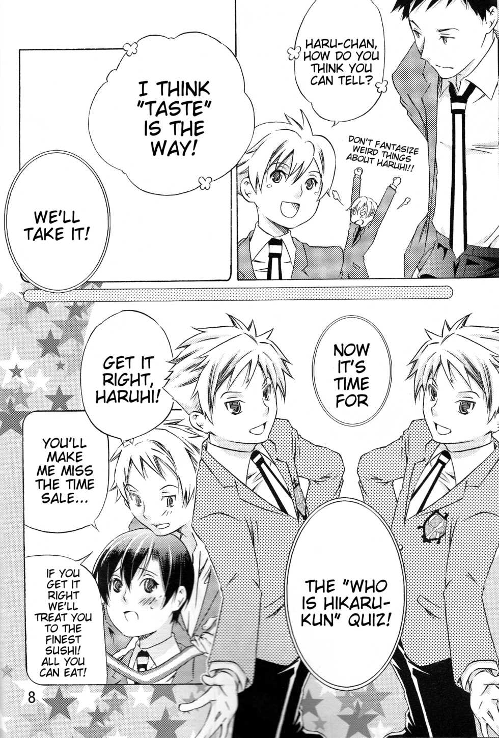 (Keikaku 0x0C) [Ichinichi Sanjou (Jinguu Kozue)] Hito de Mousou Suru no Iikagen ni Yamete Kudasai! (Ouran High School Host Club) [English] [Tigoris Translates] - Page 8
