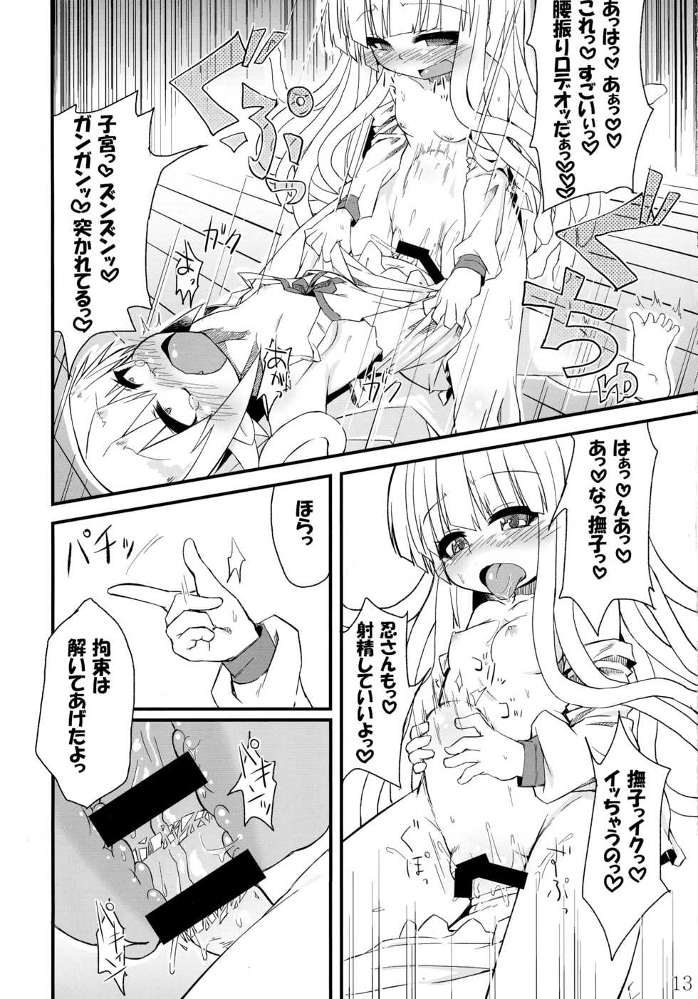 (C85) [Bocchi Koubou (Rutubo)] Hebigami Nadeko-chan ga Futanari Shinobu-chan no Ochinchin de Onanie suru Hon (Bakemonogatari) - Page 14