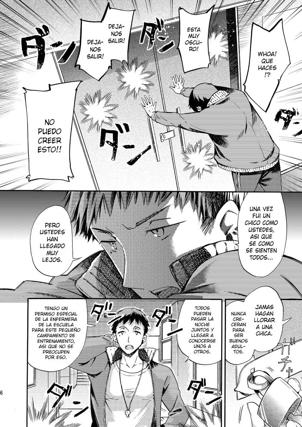 (C84) [Sakusaku Kangen Noushuku (Matashita Kintama)] Misshitsu Kankin AV Tarenagashi | Secret Room Confinement AV Effluence [Spanish] [ElMoeDela8] - Page 5