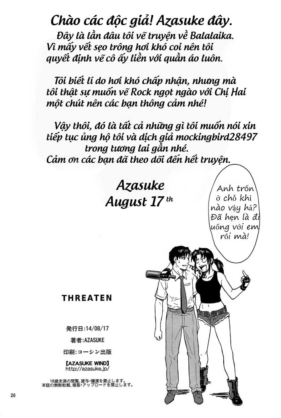 (C86) [Azasuke Wind (AZASUKE)] THREATEN (Black Lagoon) [Vietnamese Tiếng Việt] [mockingbird28497] - Page 25