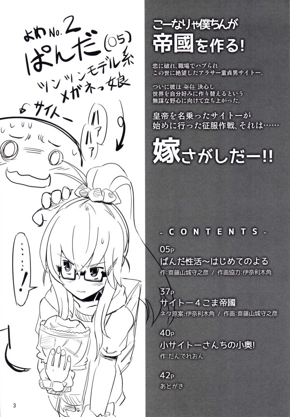 (C87) [Saitou Teikoku (Saitou Yamashironokami Yukihiko)] SAITO-SAN CHI NO KO-OKU! Special 1 - Panda Seikatsu ~ Hajimete no Yoru [Chinese] [沒有漢化] - Page 4