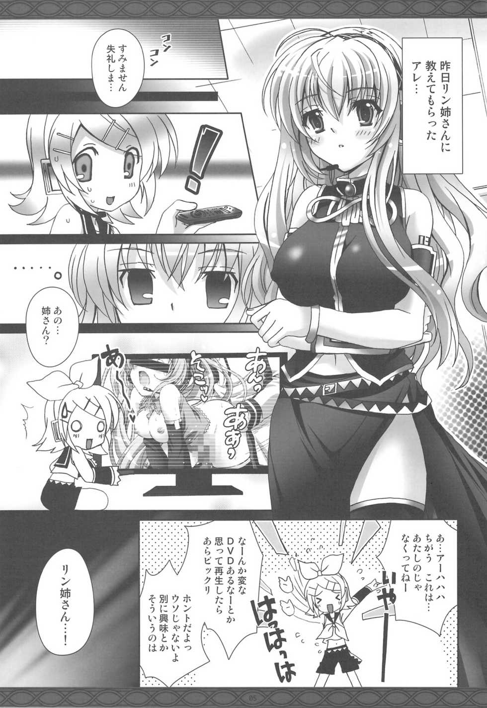 (COMIC1☆3) [Kaiyuu Kikaku (Suzui Narumi)] First Lesson (Vocaloid) - Page 4