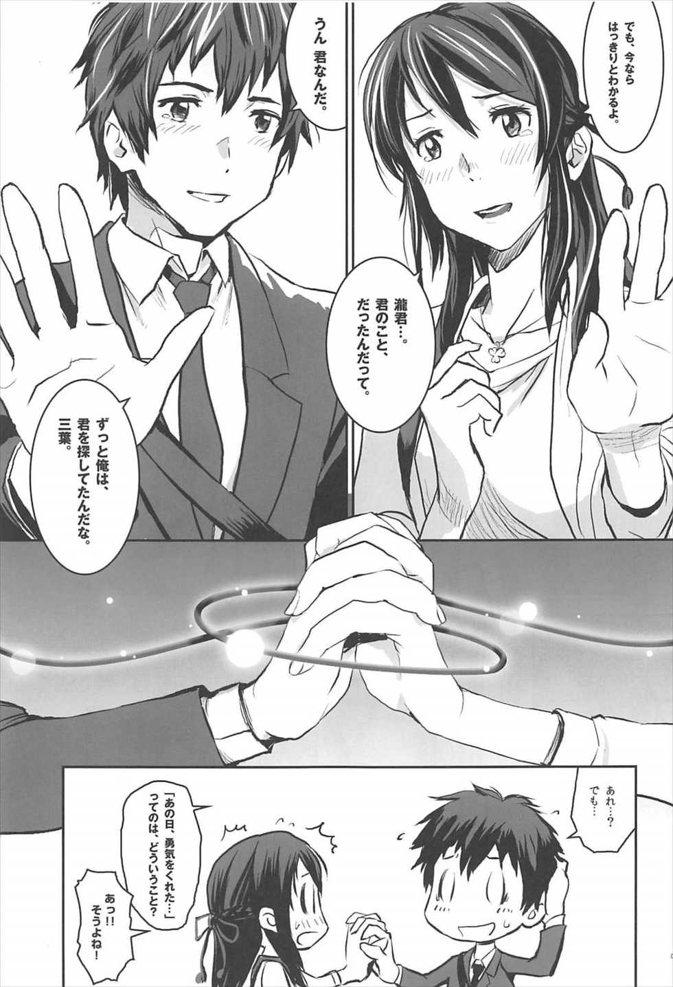 (C92) [Nanashiki (Nanase Masato)] Kimi no Naka wa. (Kimi no na wa.) - Page 6