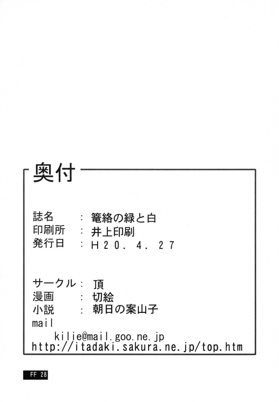 (COMIC1☆2) [Itadaki (Kilie, Asahi no Kakashi)] Rouraku no Midori to Shiro (Final Fantasy IV) - Page 30