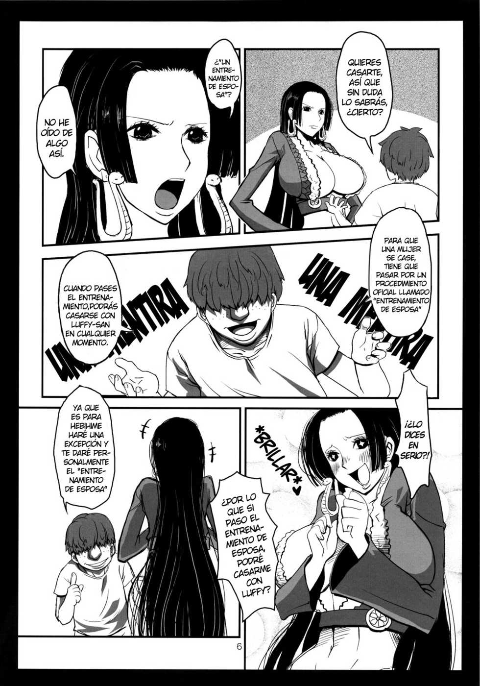 (C78) [8graphica (Yoshitama Ichirou)] Metabolism-H Moto Dorei Kaizoku Jotei Hancock no Hanayome Shiyugyou (One Piece) [Spanish] [NTINFS] - Page 5