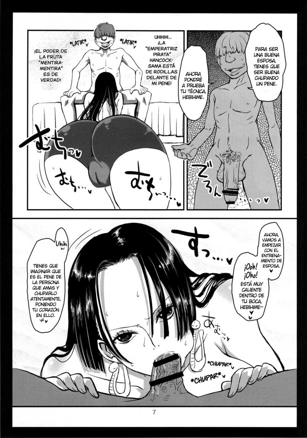(C78) [8graphica (Yoshitama Ichirou)] Metabolism-H Moto Dorei Kaizoku Jotei Hancock no Hanayome Shiyugyou (One Piece) [Spanish] [NTINFS] - Page 6