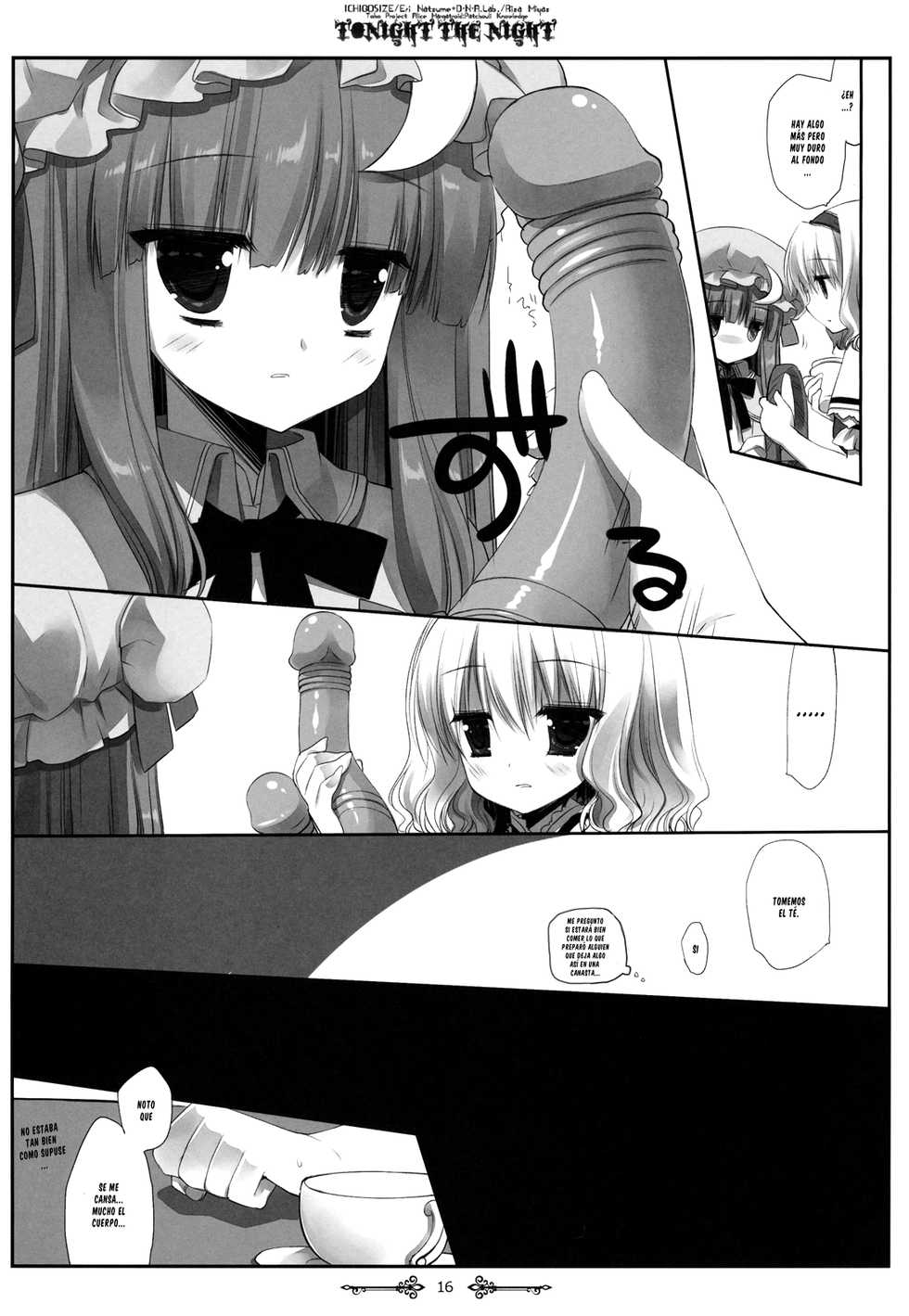 (Reitaisai 9) [D.N.A.Lab., Ichigo Size (Miyasu Risa, Natsume Eri)] Tonight The Night (Touhou Project) [Spanish] [Futanari Freaks] - Page 14