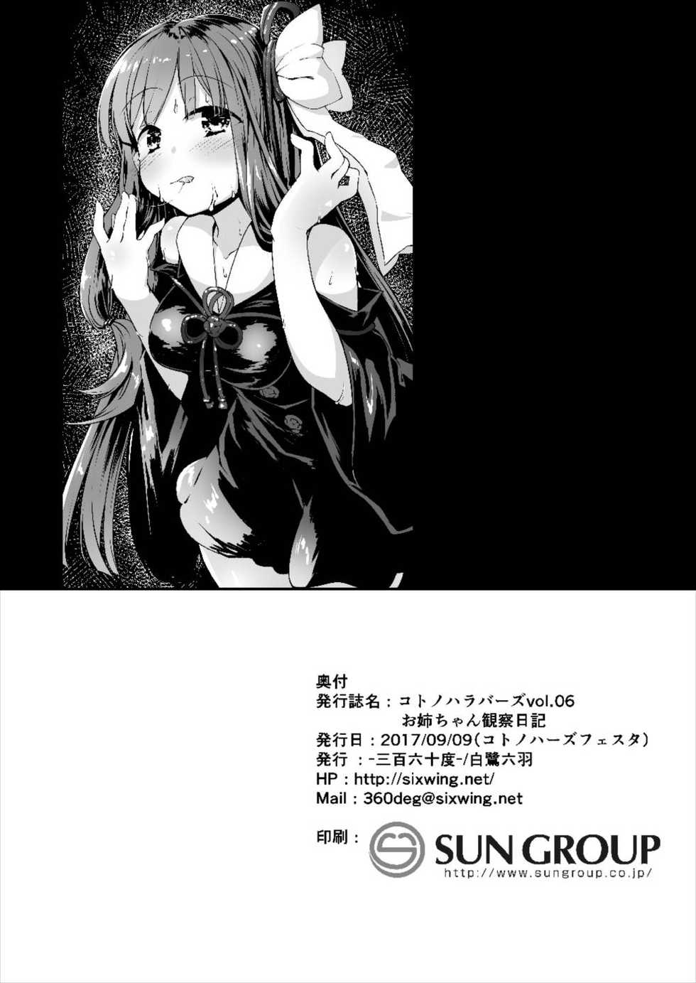 (Kotonoha's Festa) [-Sanbyaku Rokujuu do- (Shirasagi Rokuwa)] Kotonoha Lovers Vol. 06 Onee-chan Kansatsu Nikki (VOCALOID) - Page 22