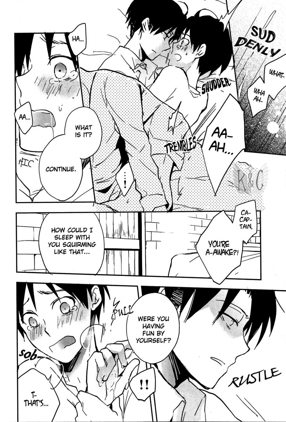 [Yinghua (sinba)] Kawaii Buka nimo Tamani wa Mate ga Hitsuyouda. | Sometimes the cute subordinate has to wait. (Shingeki no Kyojin) [English] {K&C} - Page 12