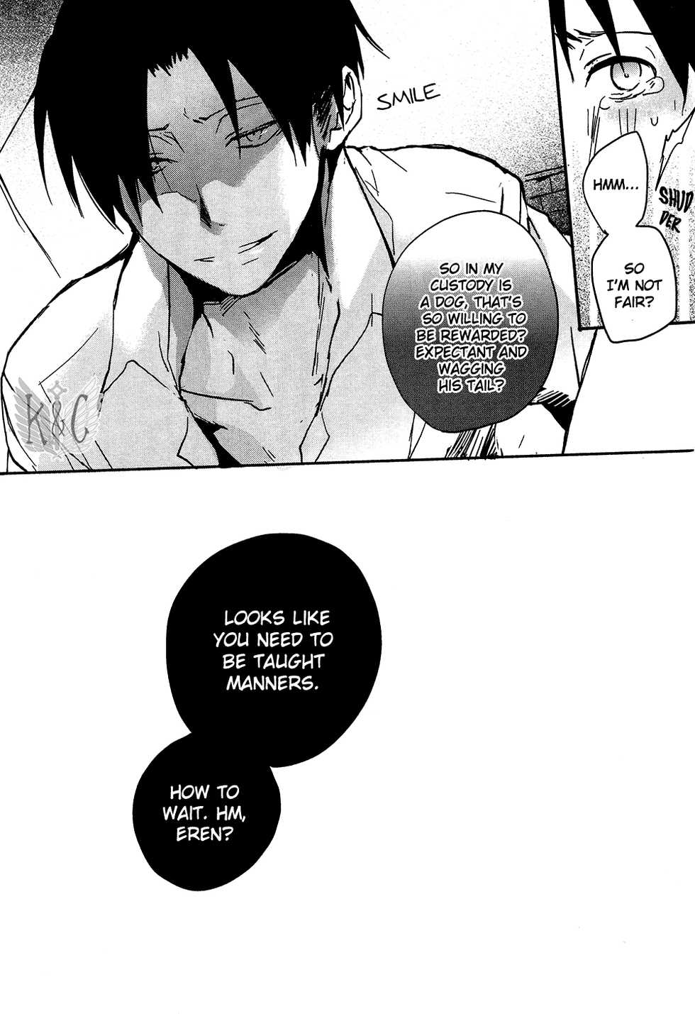 [Yinghua (sinba)] Kawaii Buka nimo Tamani wa Mate ga Hitsuyouda. | Sometimes the cute subordinate has to wait. (Shingeki no Kyojin) [English] {K&C} - Page 14