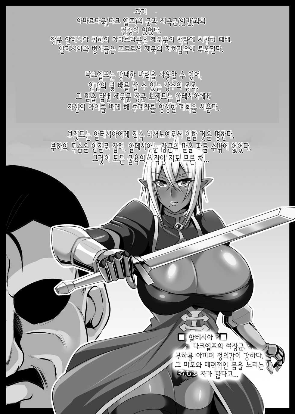[Houkago Inokorigumi (Nishida Megane)] Onna Shougun Artesia - Dark Elf Haramase Choukyou Kiroku [korean] - Page 2