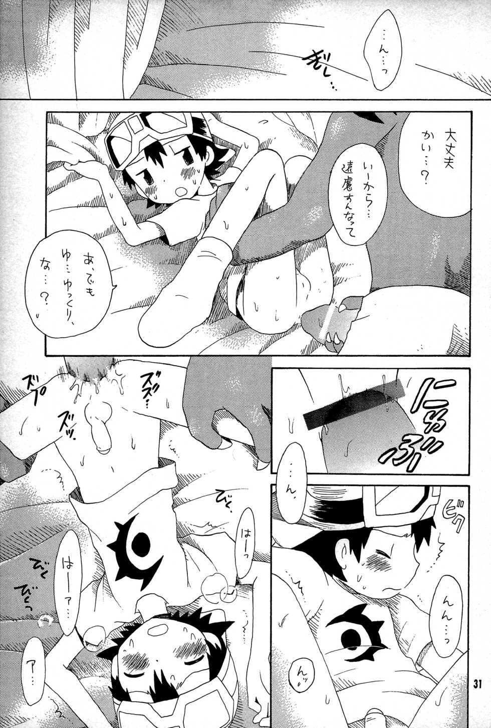 (LOVEx2 Monket!) [KuruGuru DNA (Hoshiai Hilo)] Tennen Douhou Kyuuden Enkinhou No Sho (Digimon Frontier) - Page 30