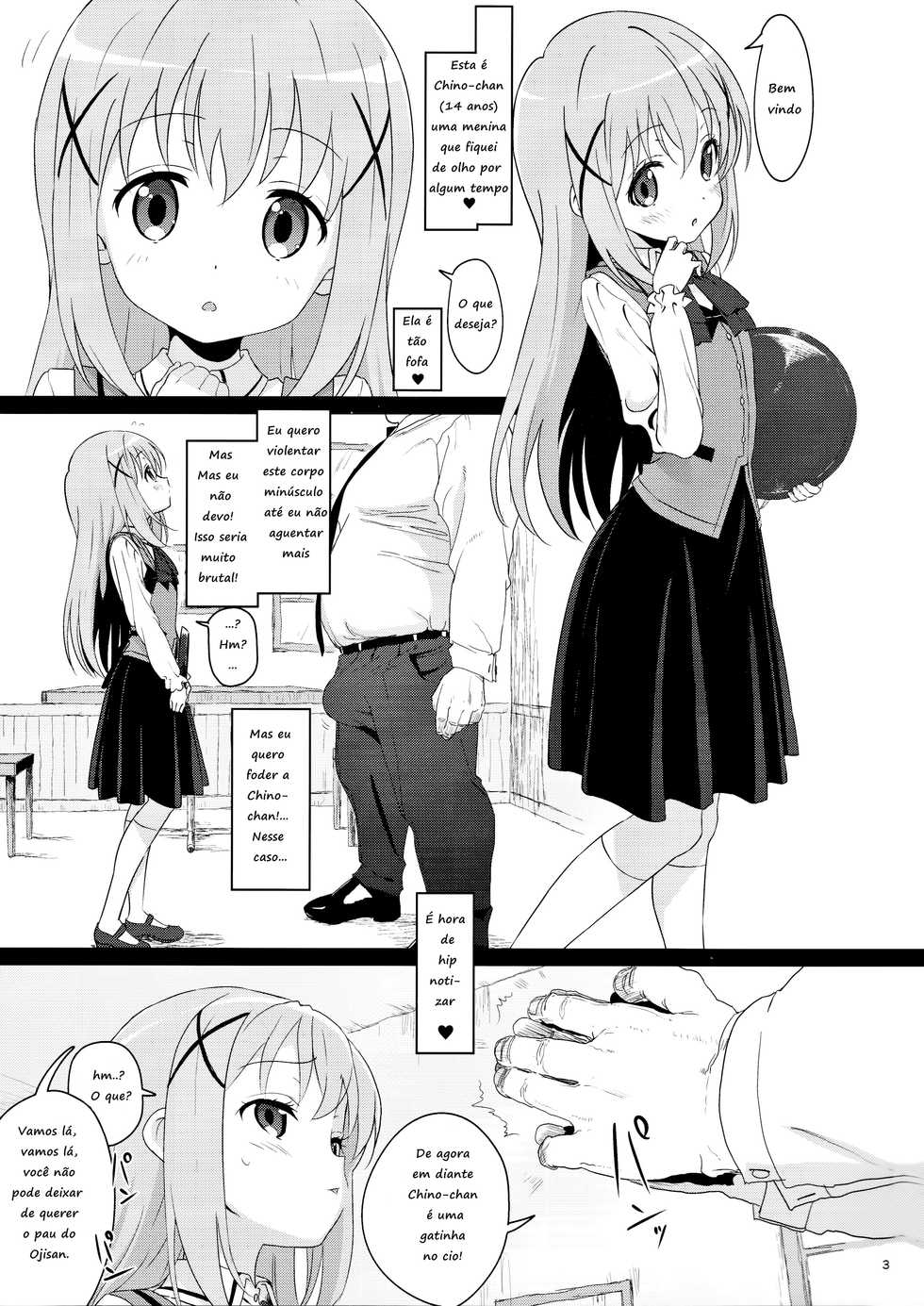 [2nd color (Typehatena)] Kawaisugiru Chino-chan to Icha Love Shitai node Chotto Bakashi Kyouseiteki ni? Shinaido 120% ni Natte Moraimashita (Gochuumon wa Usagi desu ka?) [Portuguese-BR] - Page 2