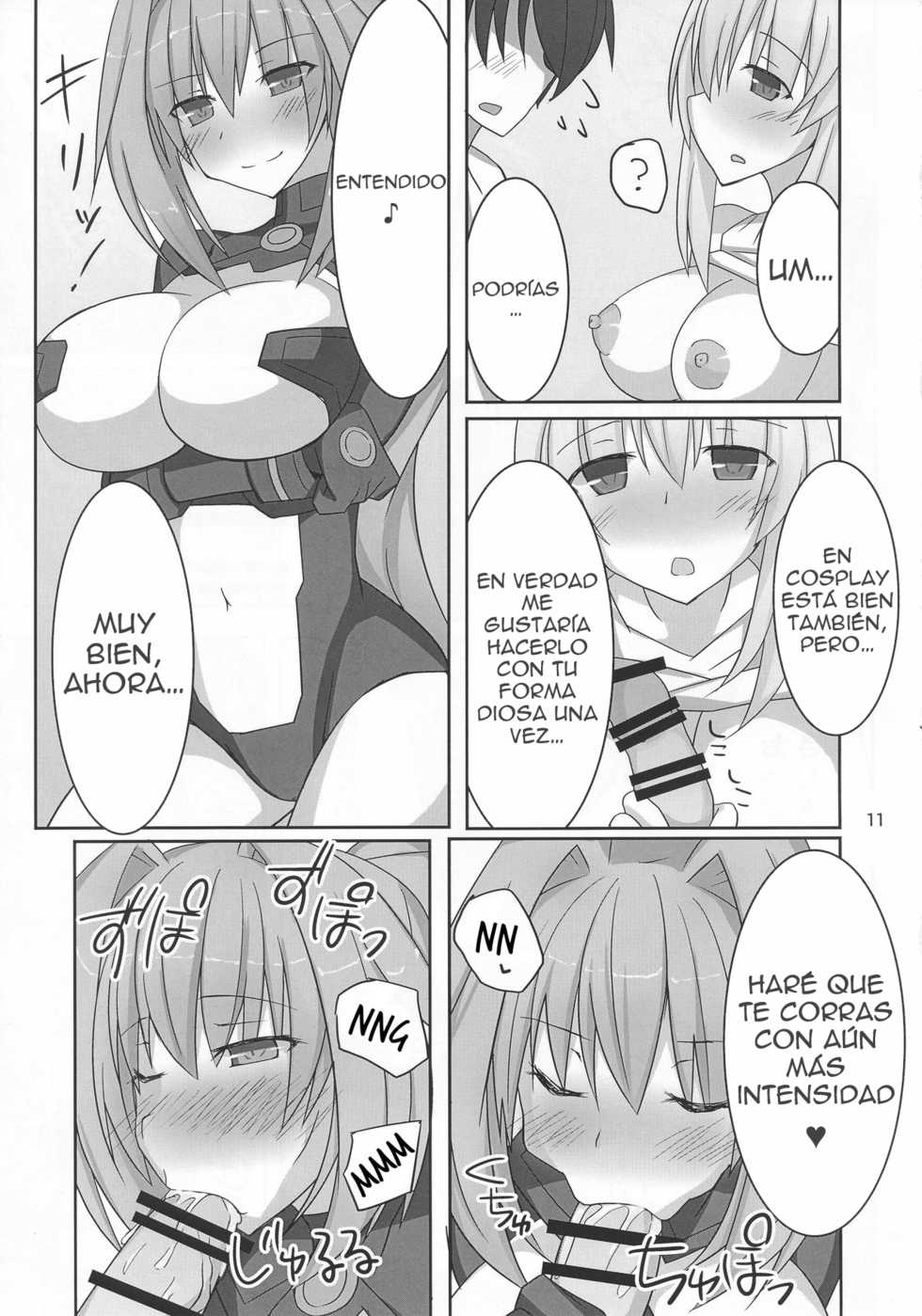 (C86) [Kyojinkou (Toyo)] Kyonyuu Onee-san Kei Megami ni Yasashiku Shibori Toraretai! 2 (Hyperdimension Neptunia) [Spanish] [Jamenesles] - Page 11