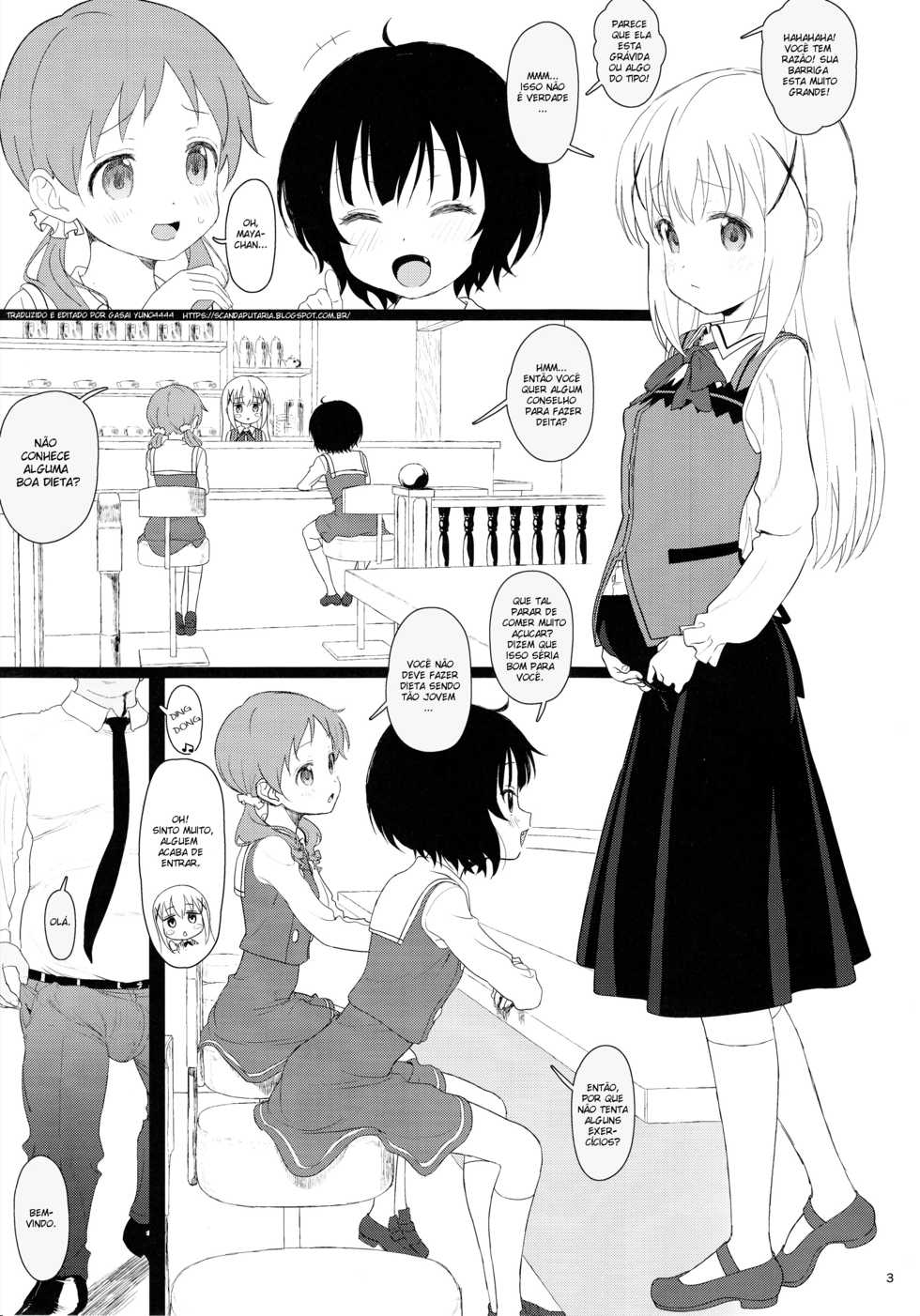 (C93) [2nd color (Typehatena)] Chimametai ga Tabegoro datta no de Oishiku Itadaichaimashita | The Chimame-Tai was about ready to eat so I dug right in (Gochuumon wa Usagi desu ka?) [Portuguese-BR] [Gasai Yuno4444] [HentaiFusion] - Page 3