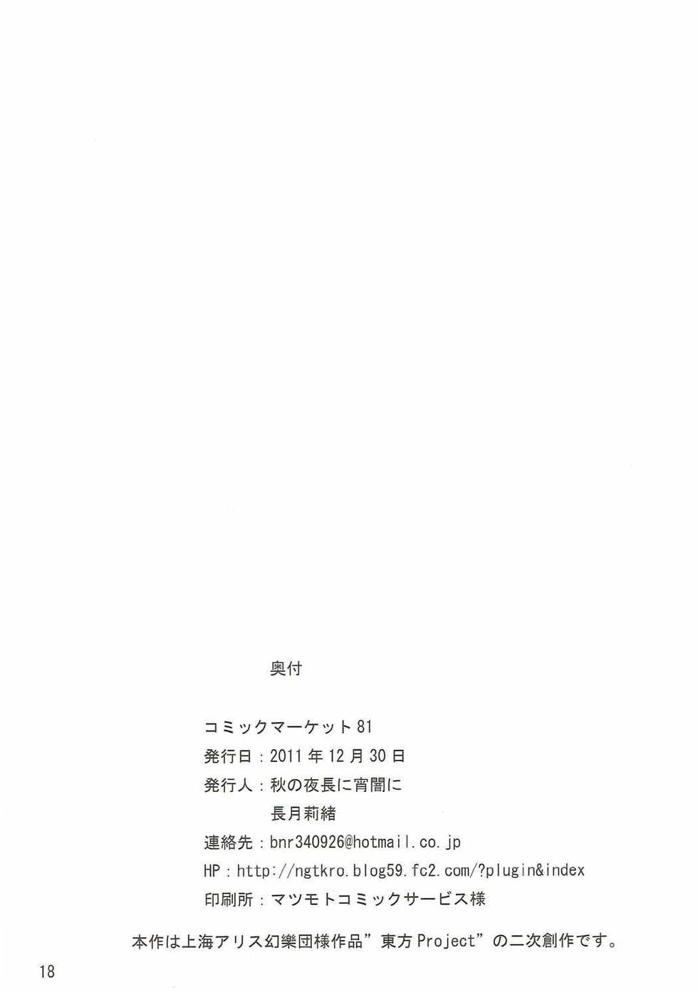 (C81) [Aki no Yonaga ni Yoiyami ni (Nagatsuki Rio)] Konna Marisa wa Ali!? (Touhou Project) - Page 17