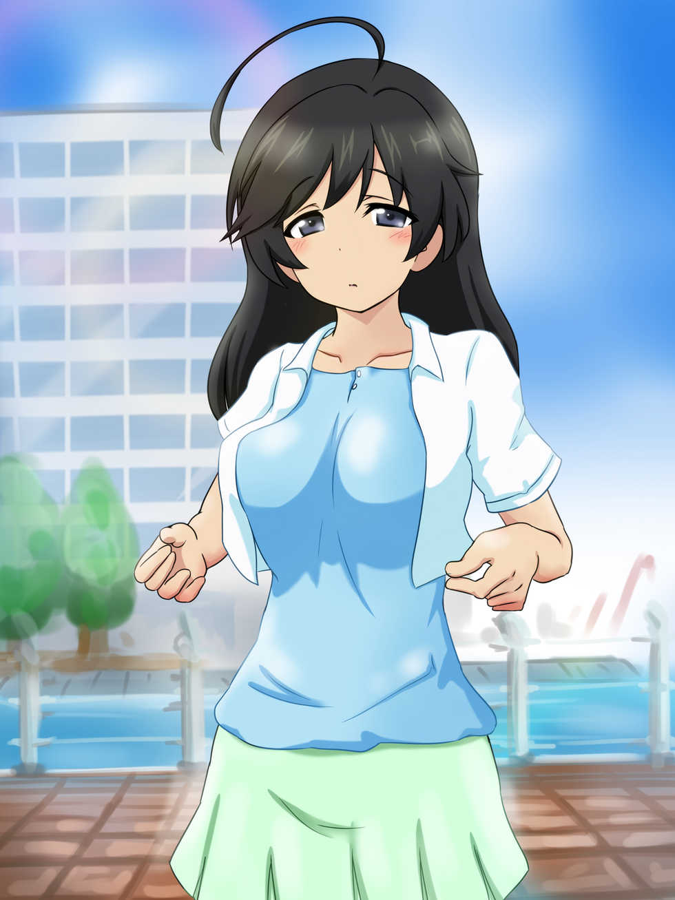 [Fechisupi] Zasshi Kiji Fuu Oppai o Misete Morau CG Shuu "Anata no Oppai Torasete Kudasai!" Umibe no Machi Hen (Girls und Panzer) - Page 9