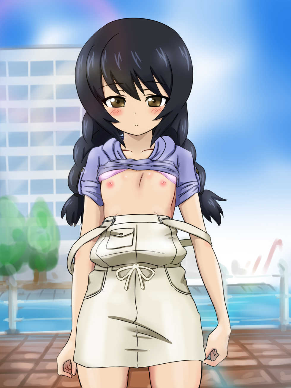 [Fechisupi] Zasshi Kiji Fuu Oppai o Misete Morau CG Shuu "Anata no Oppai Torasete Kudasai!" Umibe no Machi Hen (Girls und Panzer) - Page 14