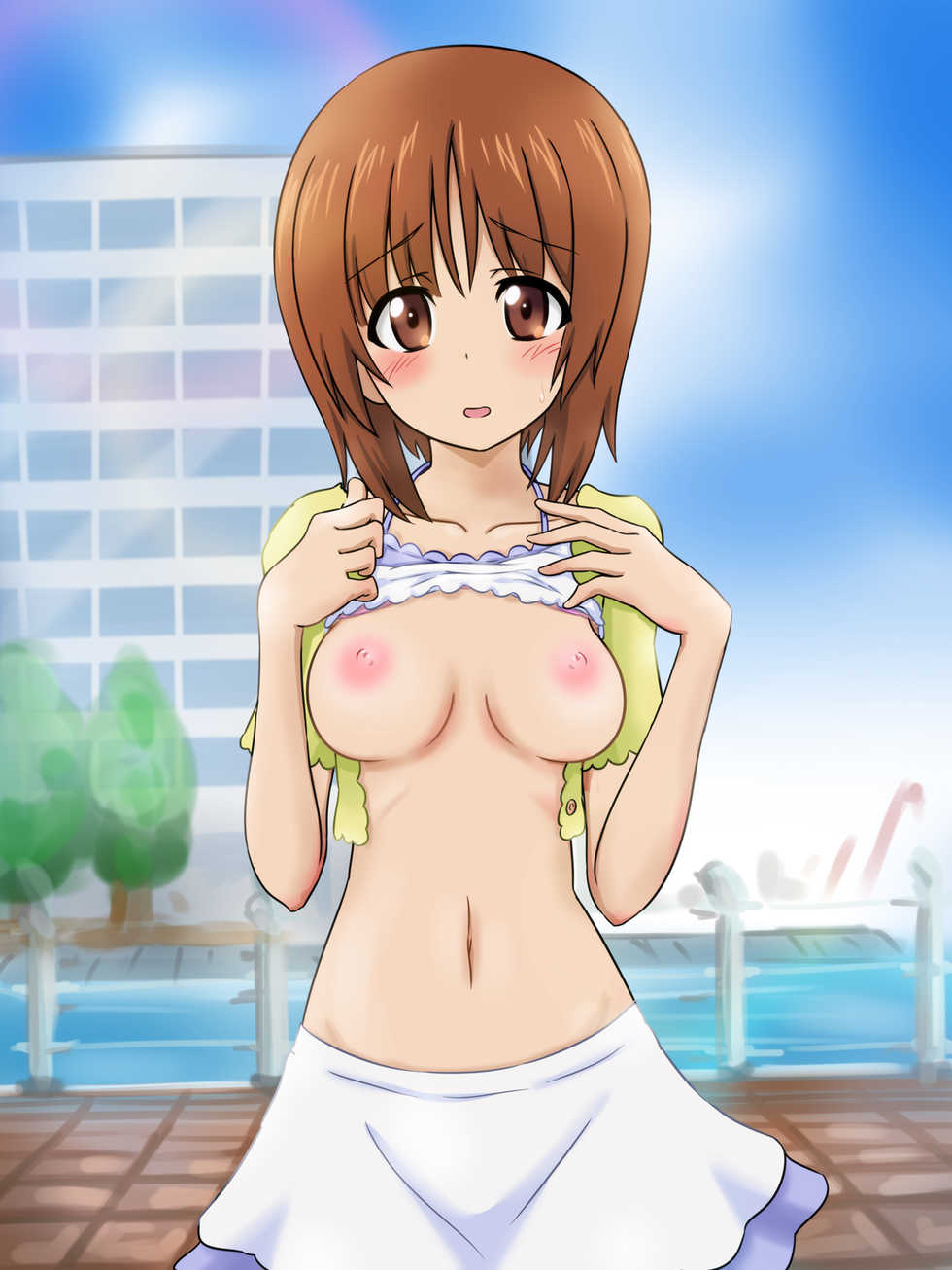 [Fechisupi] Zasshi Kiji Fuu Oppai o Misete Morau CG Shuu "Anata no Oppai Torasete Kudasai!" Umibe no Machi Hen (Girls und Panzer) - Page 18