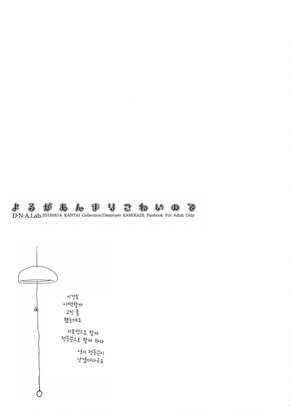 (C90) [D.N.A.Lab. (Miyasu Risa)] Yoru ga Anmari Kowai node (Kantai Collection -KanColle-) [Korean] - Page 20