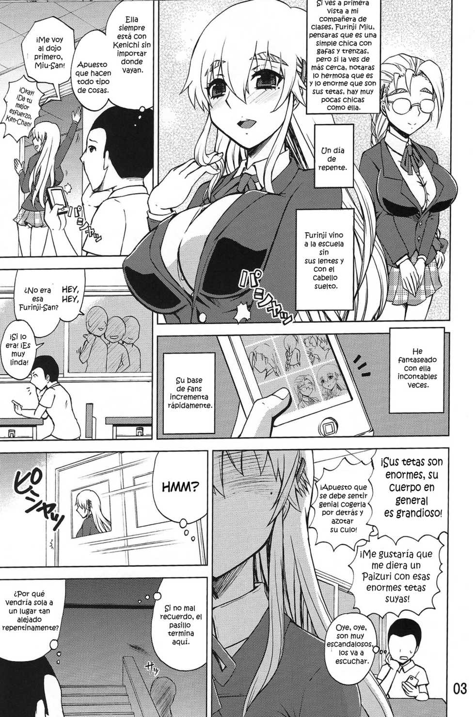 (C84) [Honey Bump (Nakatsugawa Minoru)] Shijou Saikyou no Doukyuusei Fuurinji Miu (Shijou Saikyou No Deshi Kenichi) [Spanish] {Kurotao} - Page 3