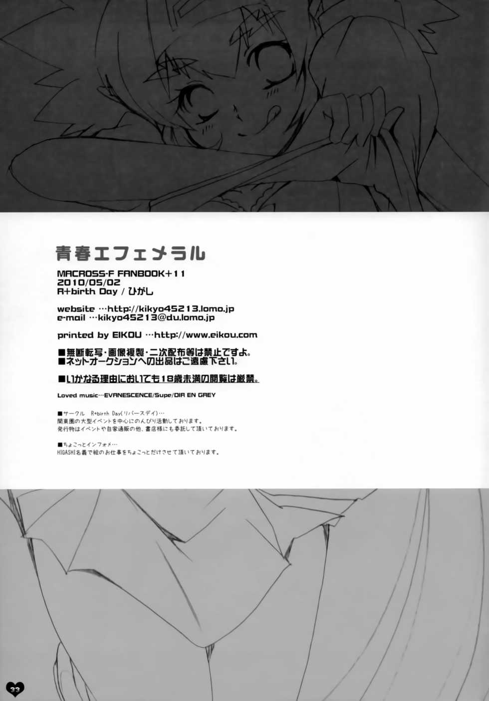 [R+birth Day (Higashi)] Seishun Ephemeral (Macross Frontier) - Page 32