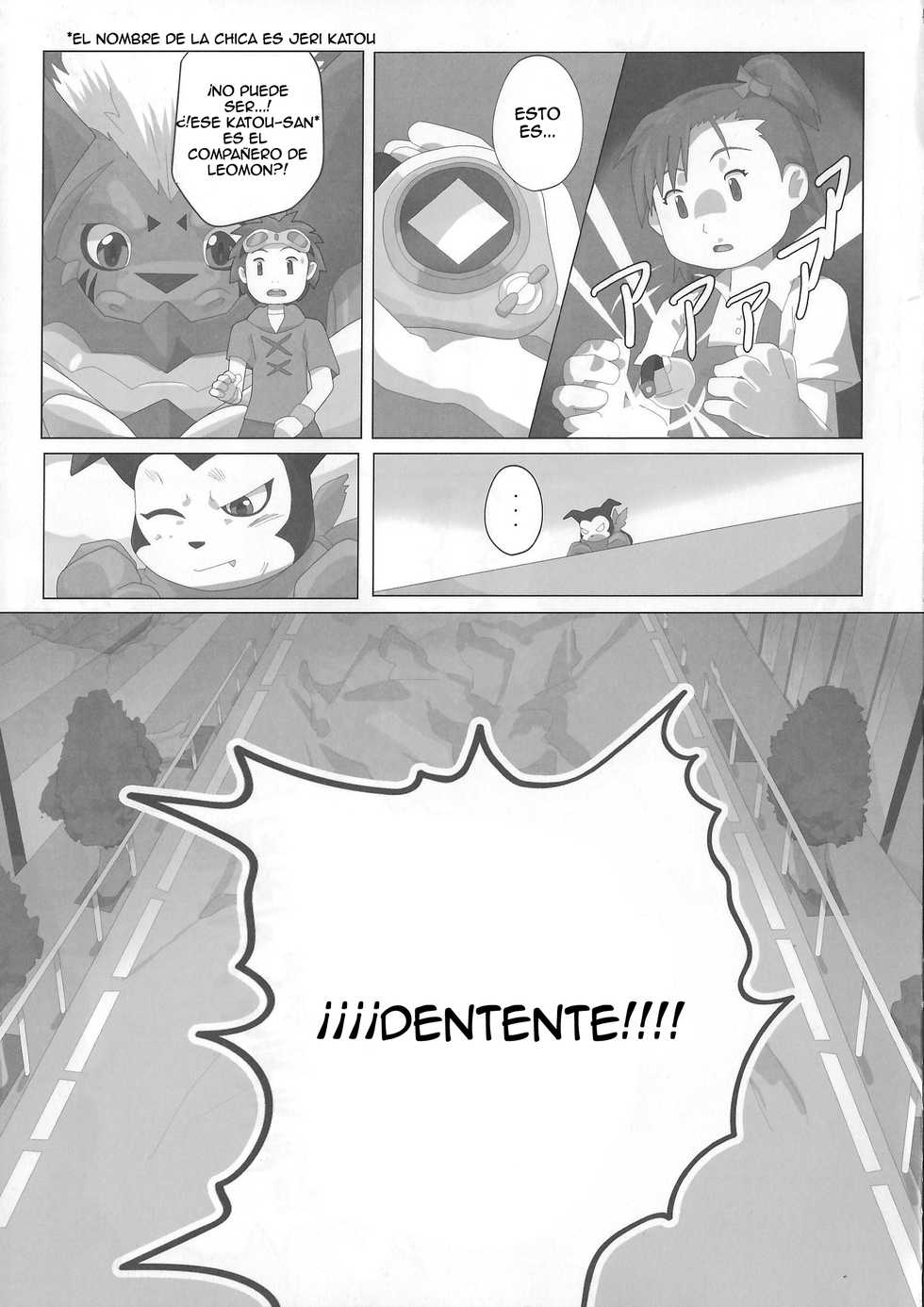 (Shinshun Kemoket 3) [Kusariku (Devilob)] Seigi no Shishi Juujin-gata Denshi Seimeitai ga Sadame o Kutsugaesu ni wa | For the Lion-Man Type Electric Life Form to Overturn Fate (Digimon) [Spanish] [Rai] - Page 5