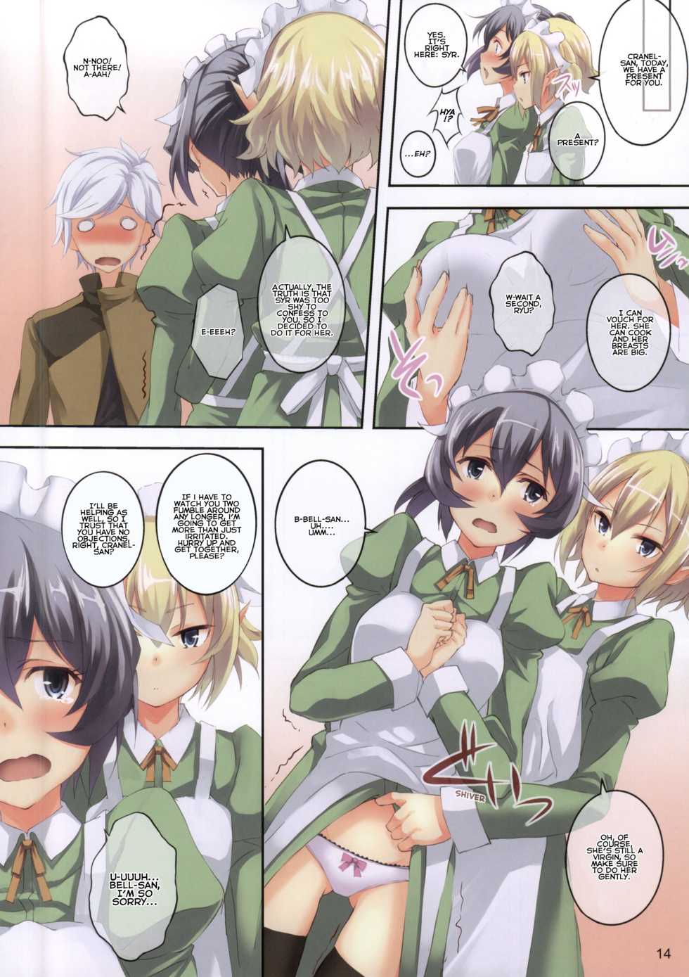(SC2015 Summer) [Seven Days Holiday (Shinokawa Arumi, Koga Nozomu)] Bell-kun wa Uwakimono | Bell-kun Is A Cheater! (Dungeon ni Deai o Motomeru no wa Machigatteiru Darou ka) [English] [hopeless408] - Page 14