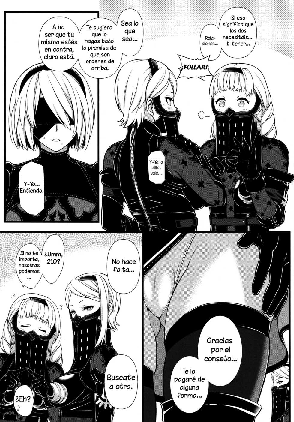 (C92) [Monmo Bokujou (Uron Rei)] Kimi no Egao ga Boku no Hoshi (NieR:Automata) [Spanish] [Solarismaximum] - Page 4