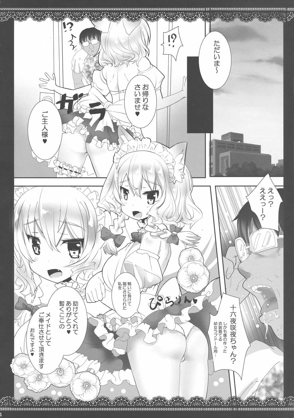 (Kouroumu 13) [megalodon (Mezashi Gohan)] Oji-san ga Koneko Saki Nyan o Hiroimashita (Touhou Project) - Page 3