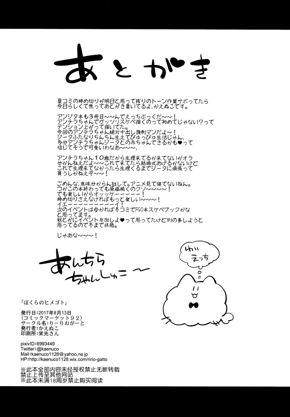 (C92) [Ririo Gatto (Kaenuco)] Bokura no Himegoto (Granblue Fantasy) [Chinese] [靴下汉化组] - Page 25