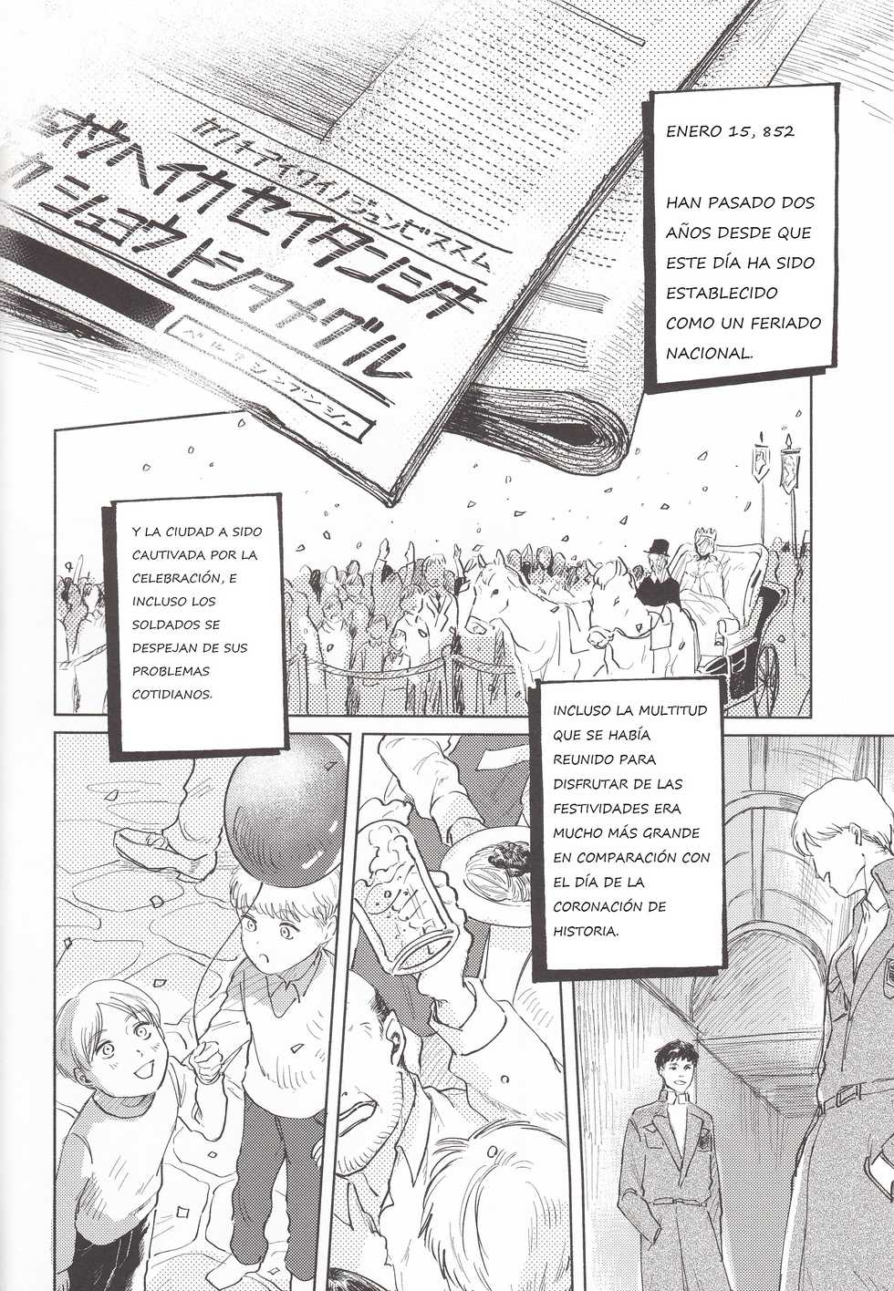 (Chou Hekigai Chousa Haku 2018) [bin (Enko)] Anata to Dareka no Yoru | You & Someone's Night (Shingeki no Kyojin) [Spanish] - Page 5