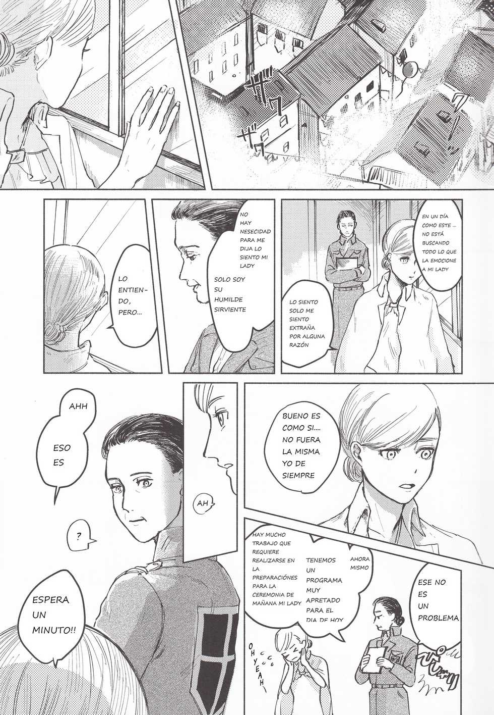 (Chou Hekigai Chousa Haku 2018) [bin (Enko)] Anata to Dareka no Yoru | You & Someone's Night (Shingeki no Kyojin) [Spanish] - Page 6