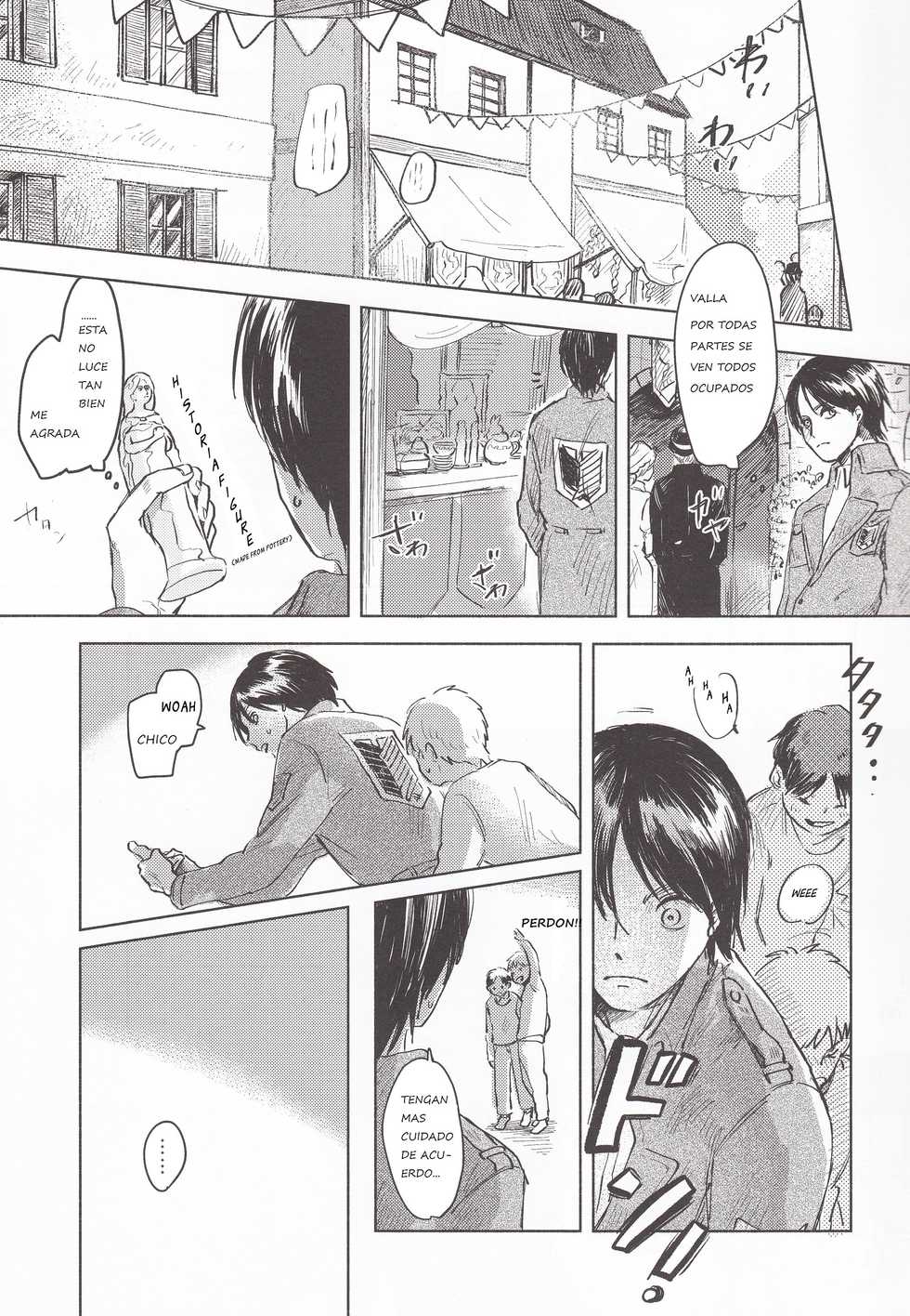 (Chou Hekigai Chousa Haku 2018) [bin (Enko)] Anata to Dareka no Yoru | You & Someone's Night (Shingeki no Kyojin) [Spanish] - Page 12