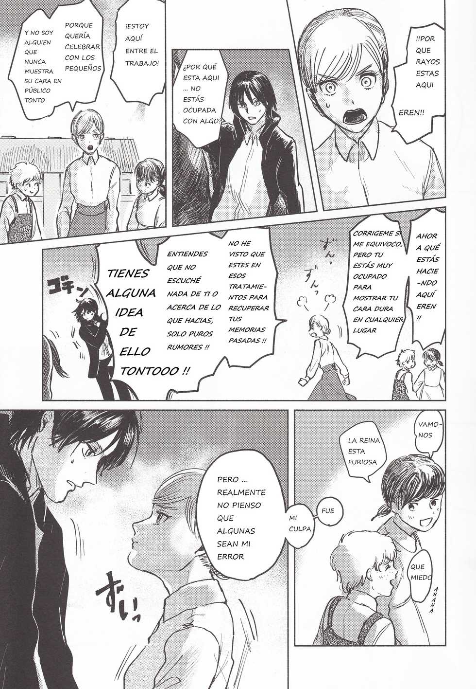 (Chou Hekigai Chousa Haku 2018) [bin (Enko)] Anata to Dareka no Yoru | You & Someone's Night (Shingeki no Kyojin) [Spanish] - Page 14