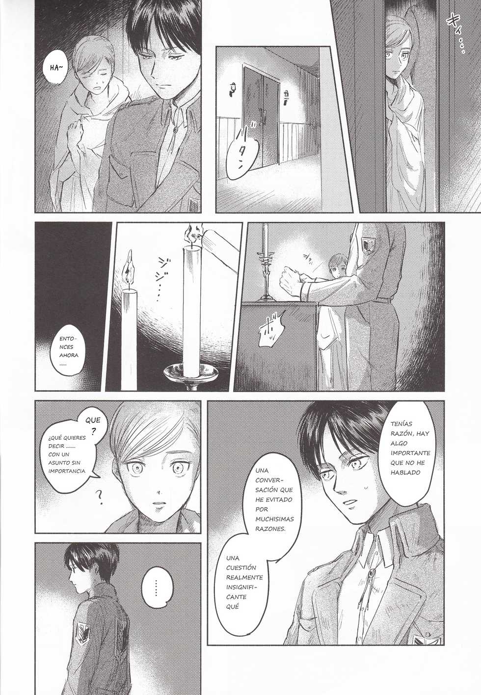 (Chou Hekigai Chousa Haku 2018) [bin (Enko)] Anata to Dareka no Yoru | You & Someone's Night (Shingeki no Kyojin) [Spanish] - Page 27