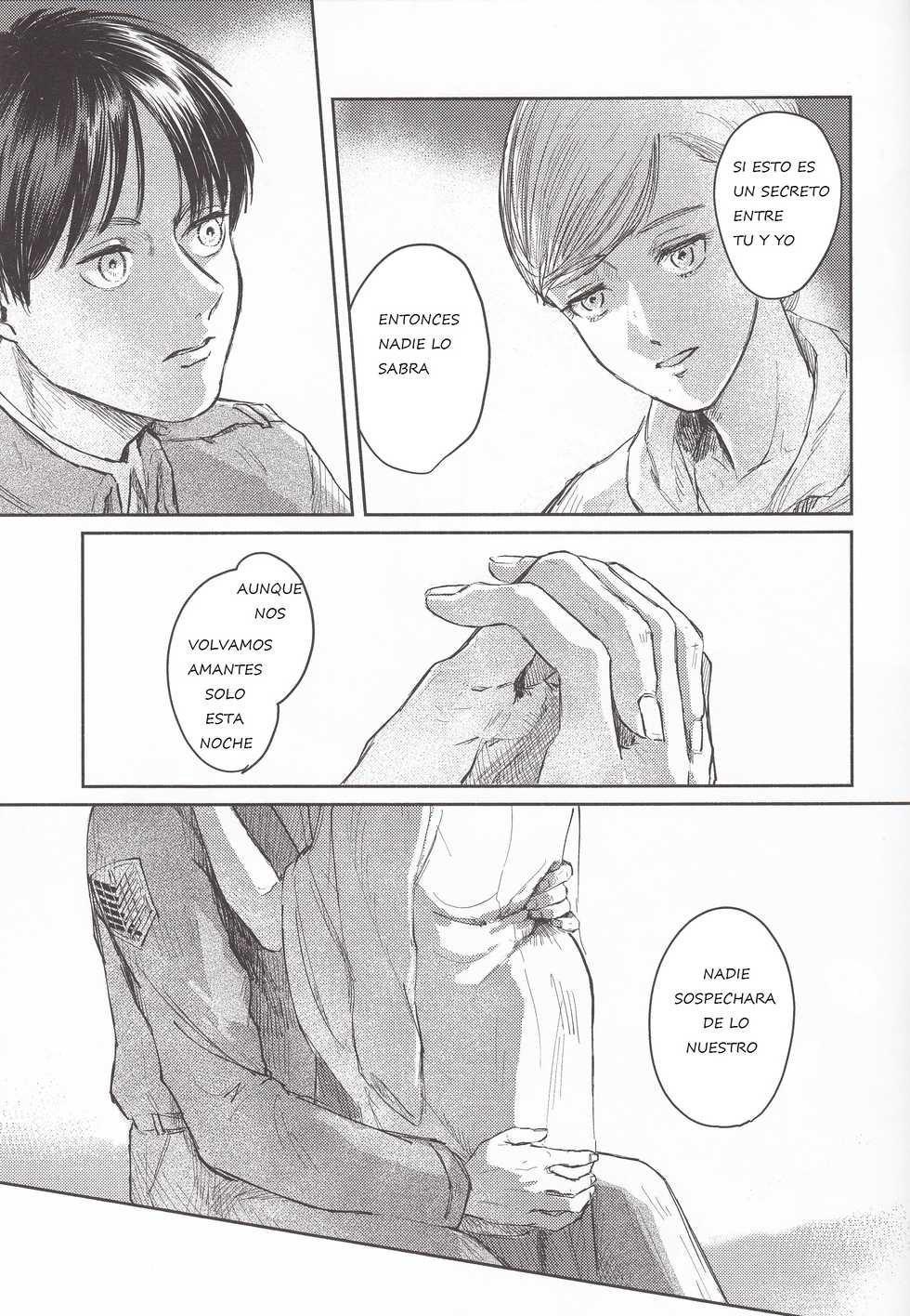 (Chou Hekigai Chousa Haku 2018) [bin (Enko)] Anata to Dareka no Yoru | You & Someone's Night (Shingeki no Kyojin) [Spanish] - Page 30