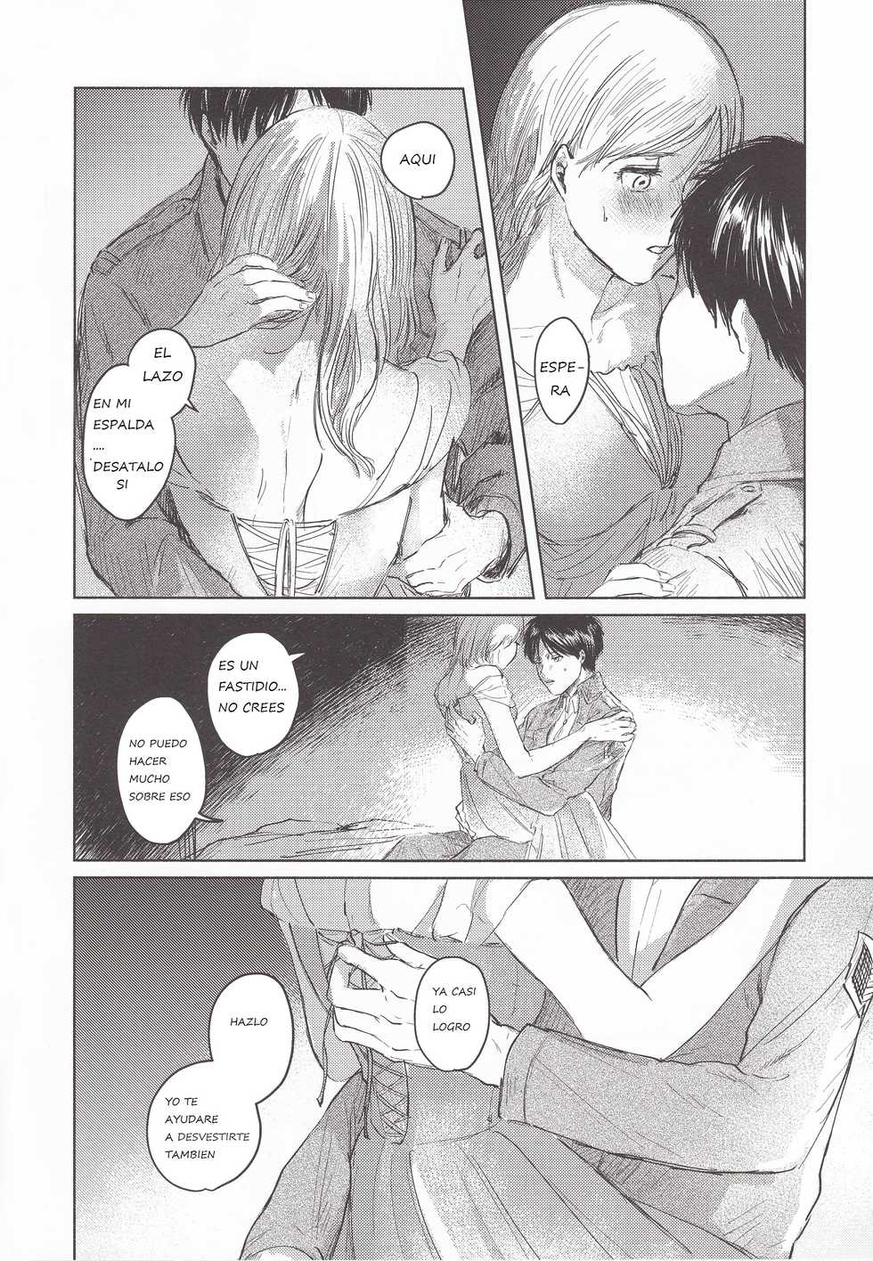 (Chou Hekigai Chousa Haku 2018) [bin (Enko)] Anata to Dareka no Yoru | You & Someone's Night (Shingeki no Kyojin) [Spanish] - Page 33