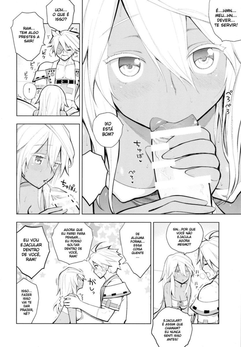 (C88) [Jishaku no Sunaba (Porosuke)] Sin-kun no Hatsu Shasei wa Ram-chan no Naka de do byu byu byu (GUILTY GEAR) [Portuguese-BR] [DiegoVPR] - Page 12