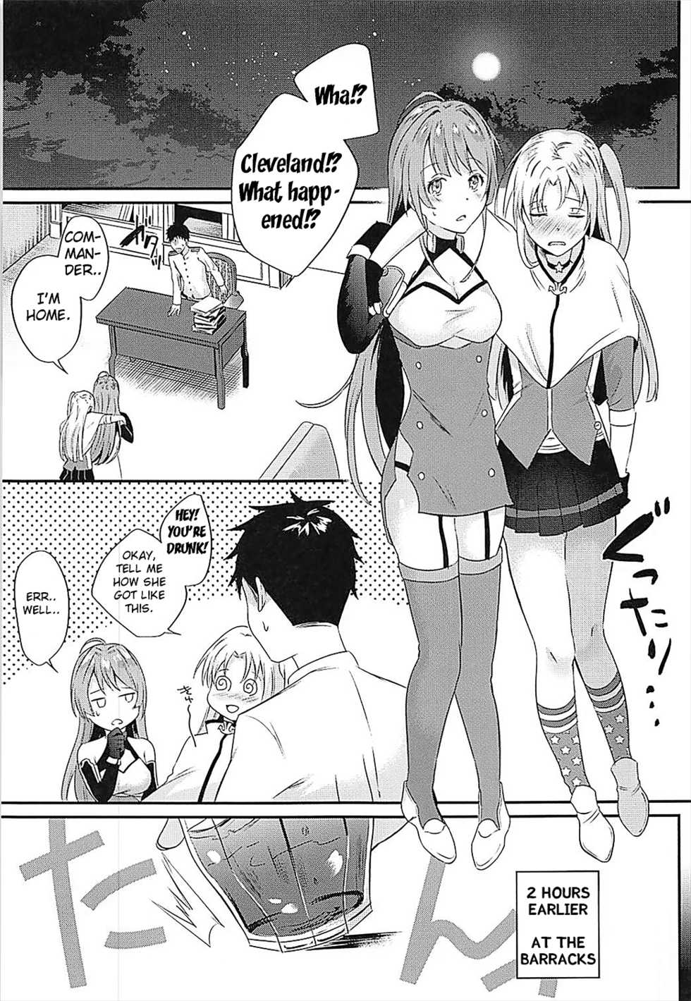 (COMIC1☆13) [latelate (Chikubai)] Cleveland to Yoidore Ecchi | Drunk Sex with Cleveland (Azur Lane) [English] - Page 2